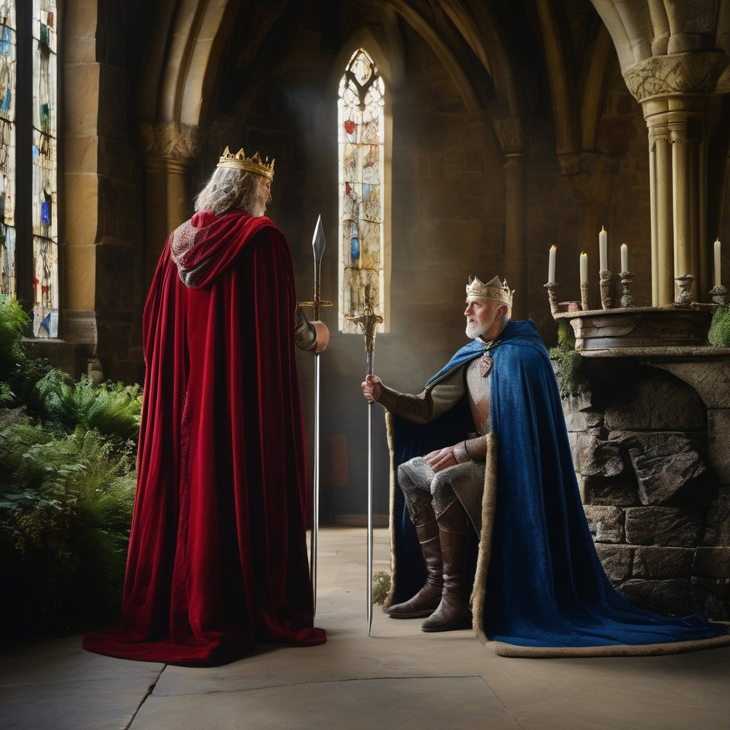A Medieval Book Cover Featuring Merlin And King Arthur A Medieval Book Cover Featuring Merlin And King Arthur