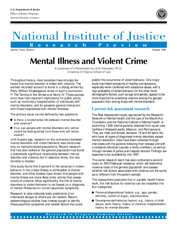 Academic Failures In Understanding Mental Illness And Violent Crime Academic Failures In Understanding Mental Illness And Violent Crime