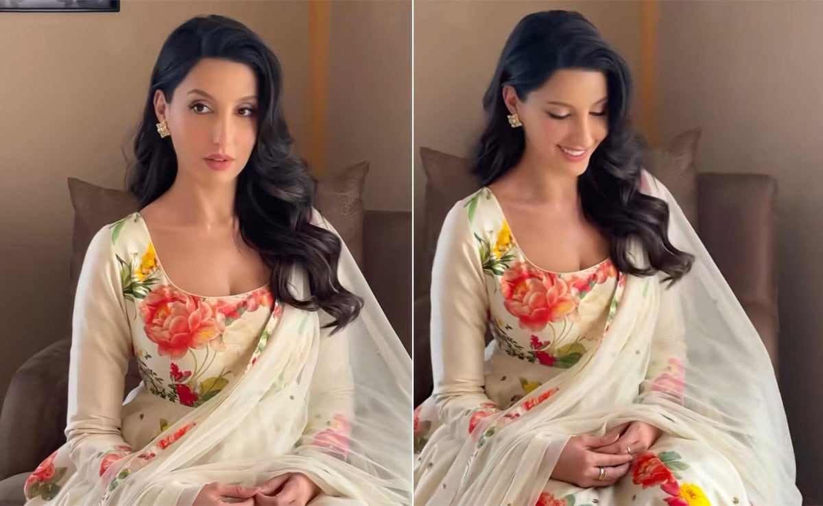 Floral Saree Perfection: Nora Fatehi's Ethnic Elegance Floral Saree Perfection: Nora Fatehi's Ethnic Elegance