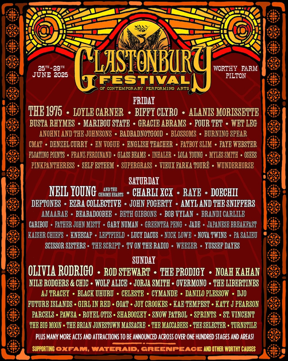 Glastonbury 2025: Full Lineup Featuring Olivia Rodrigo And The 1975 Glastonbury 2025: Full Lineup Featuring Olivia Rodrigo And The 1975