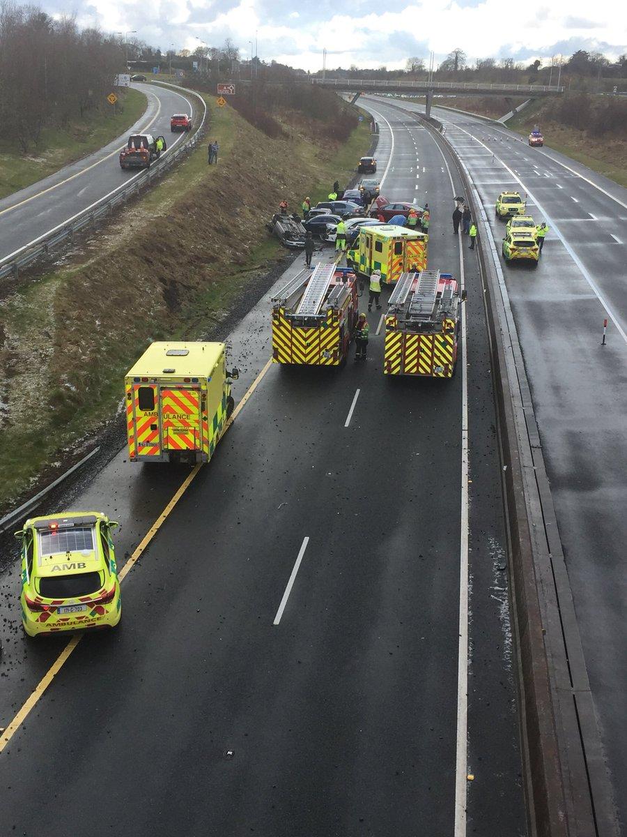 Serious M56 Motorway Collision: Car Overturn And Casualty Treatment Serious M56 Motorway Collision: Car Overturn And Casualty Treatment