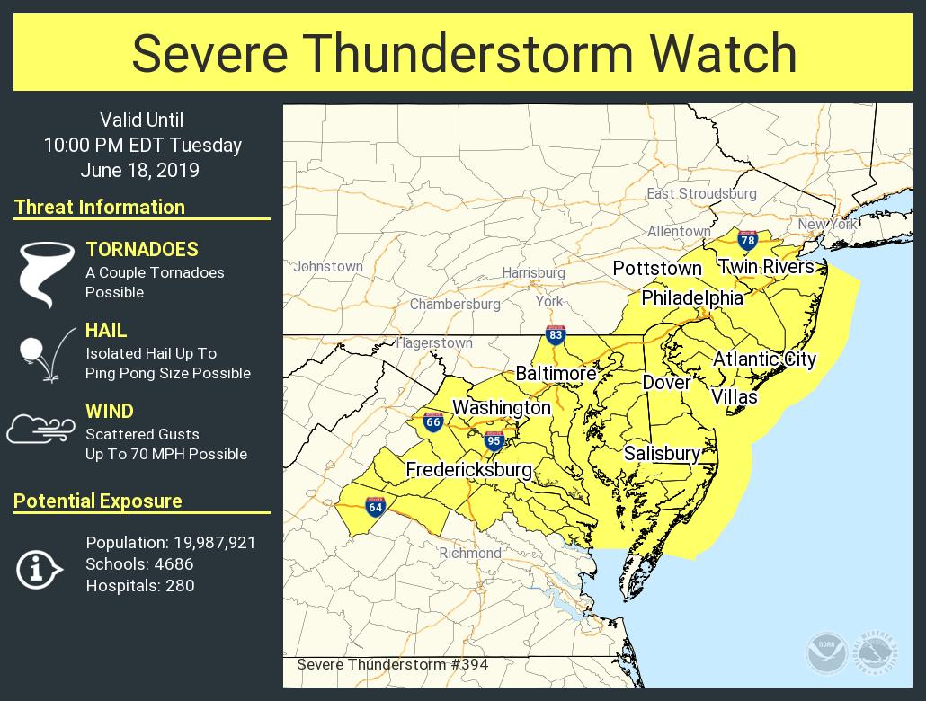 Severe Weather Alert: Thunderstorm Watch Issued For South-Central PA Severe Weather Alert: Thunderstorm Watch Issued For South-Central PA