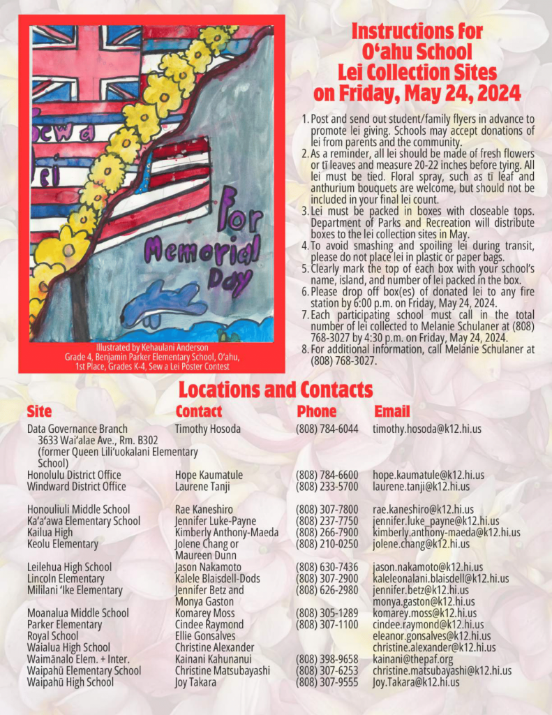 Young Hawaiian Artists Shine: Sew A Lei Memorial Day Poster Competition Young Hawaiian Artists Shine: Sew A Lei Memorial Day Poster Competition
